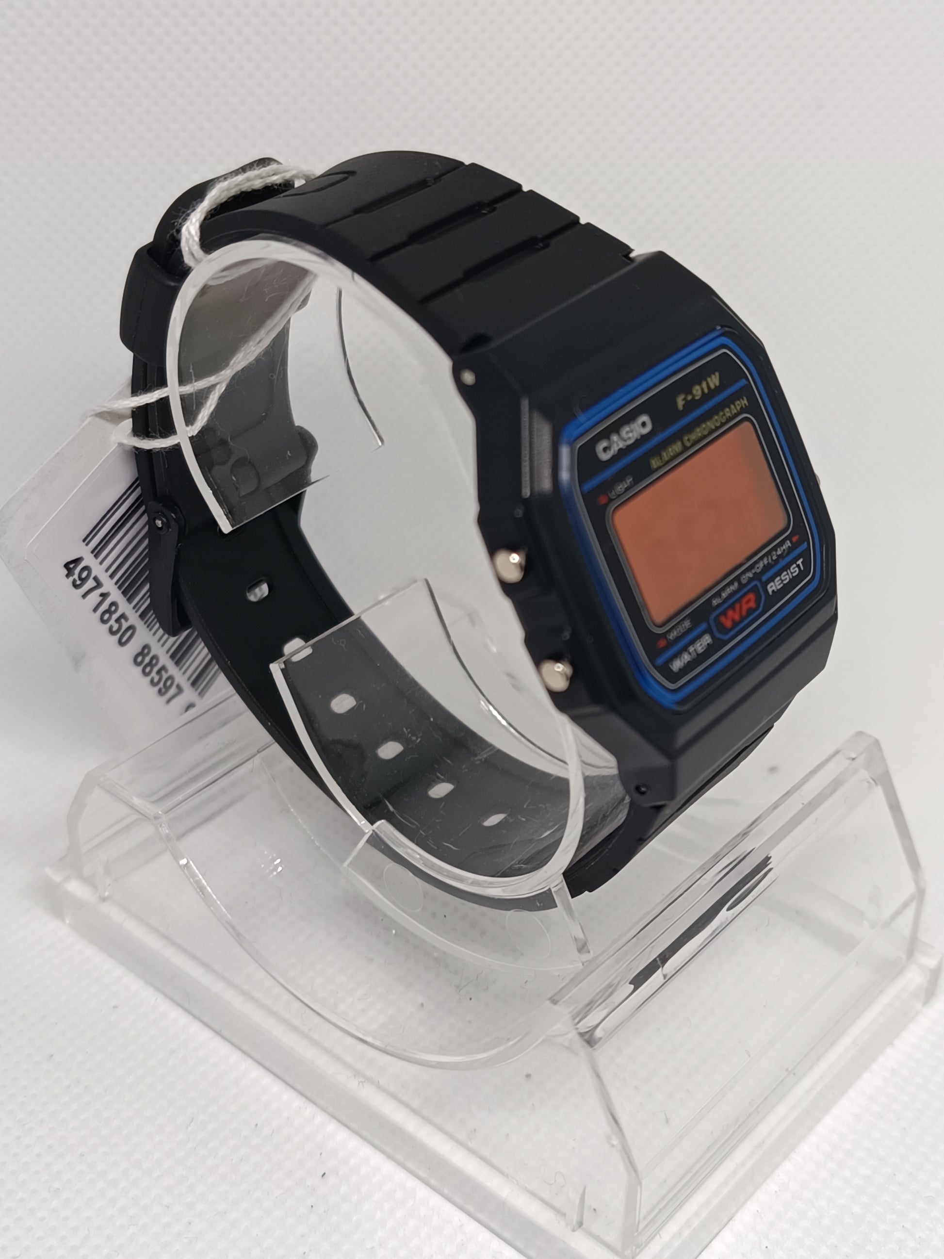 Casio F-91W with red screen mod.