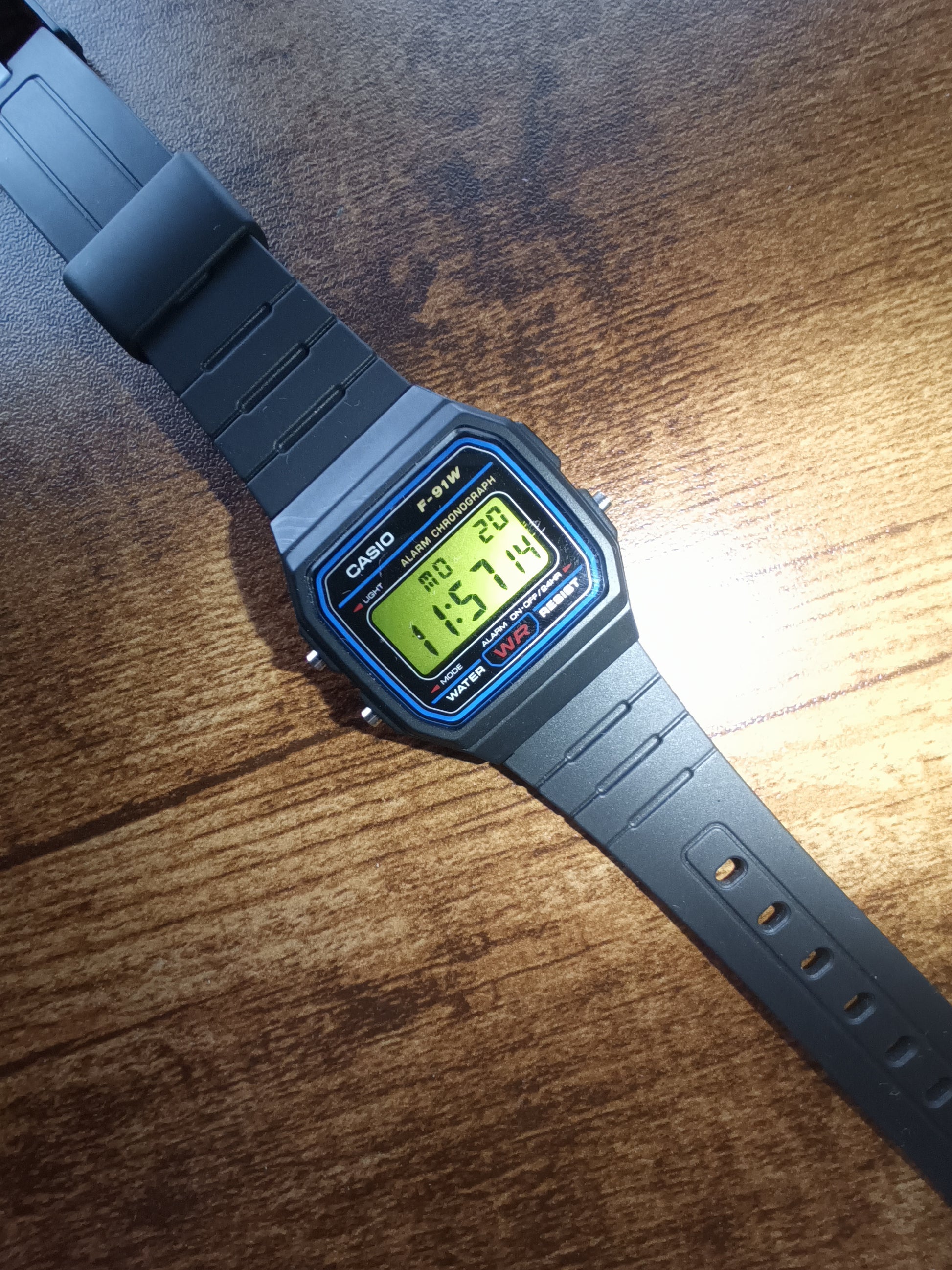 Casio F-91W with screen mod (Nuclear)