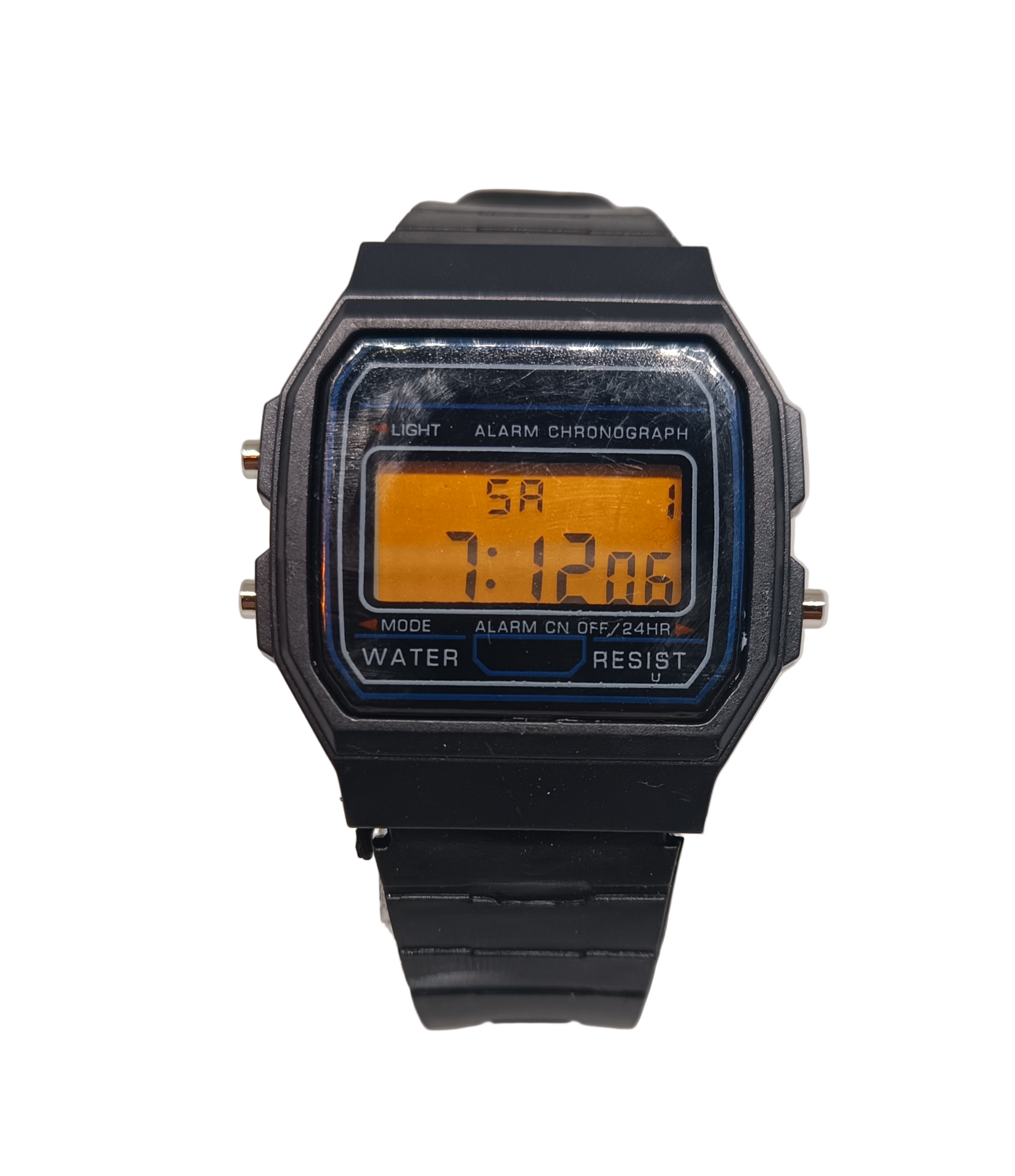 Casio style watch with orange screen mod