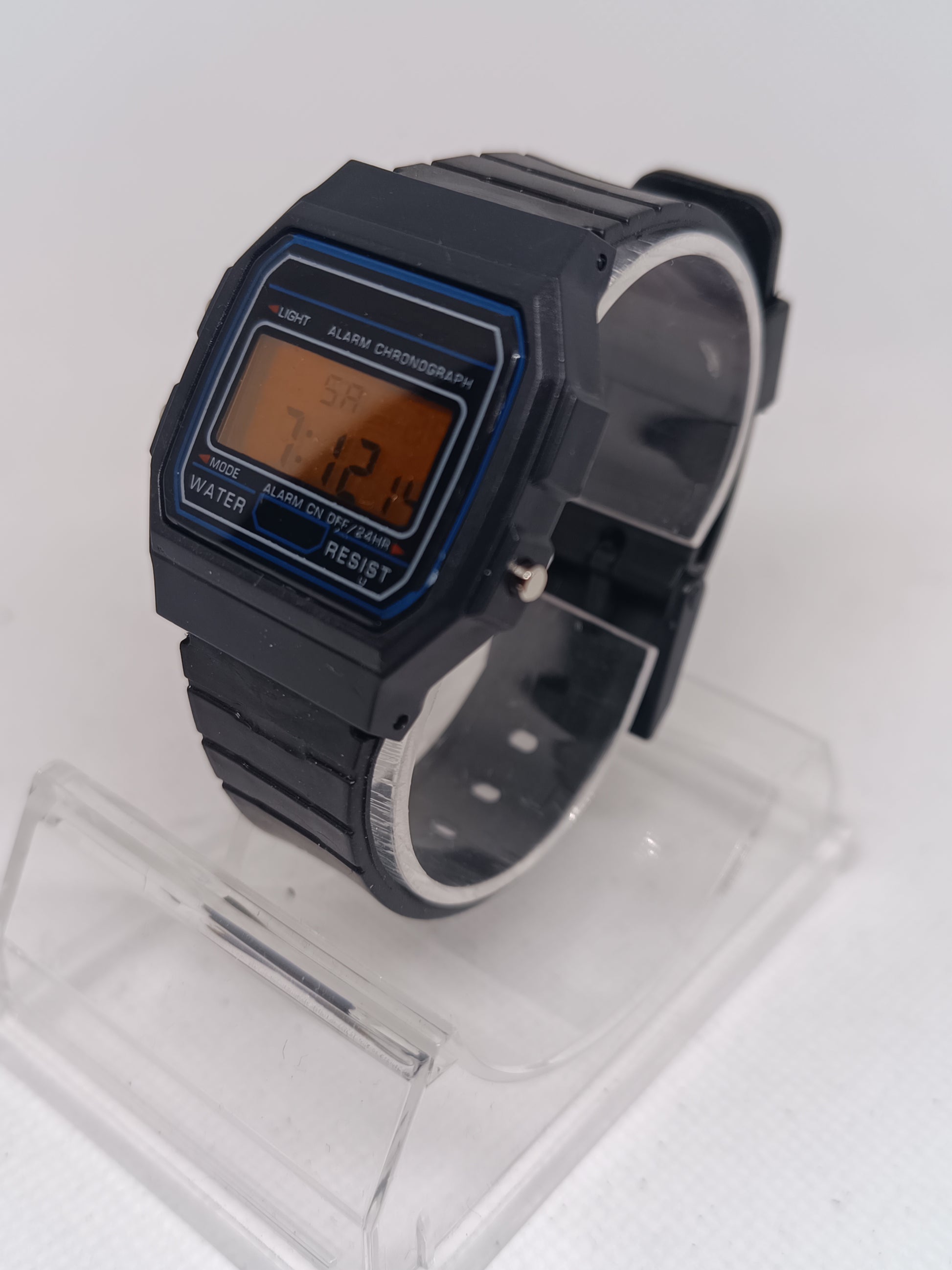Casio style watch with orange screen mod