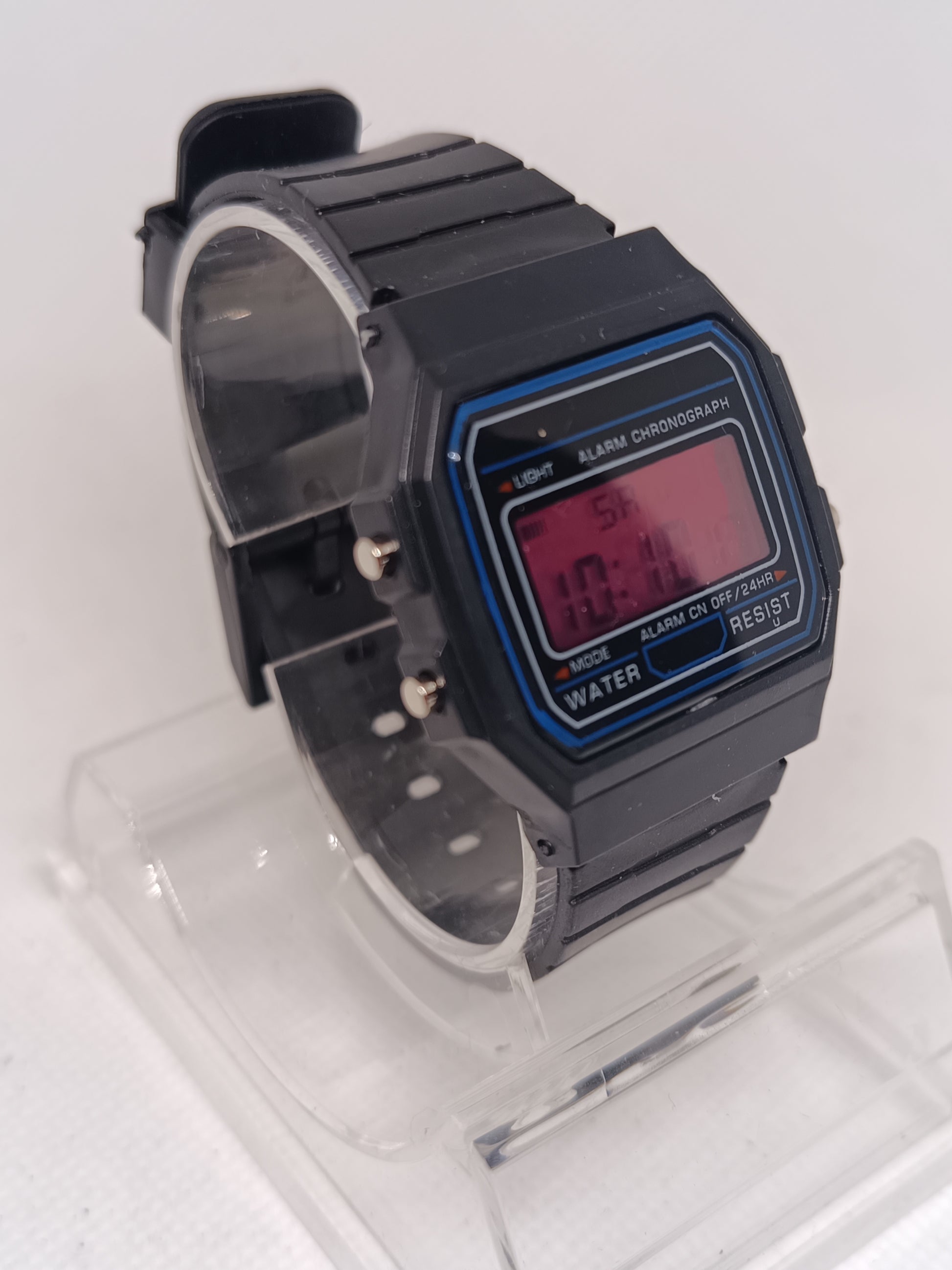 Casio style watch with pink screen mod