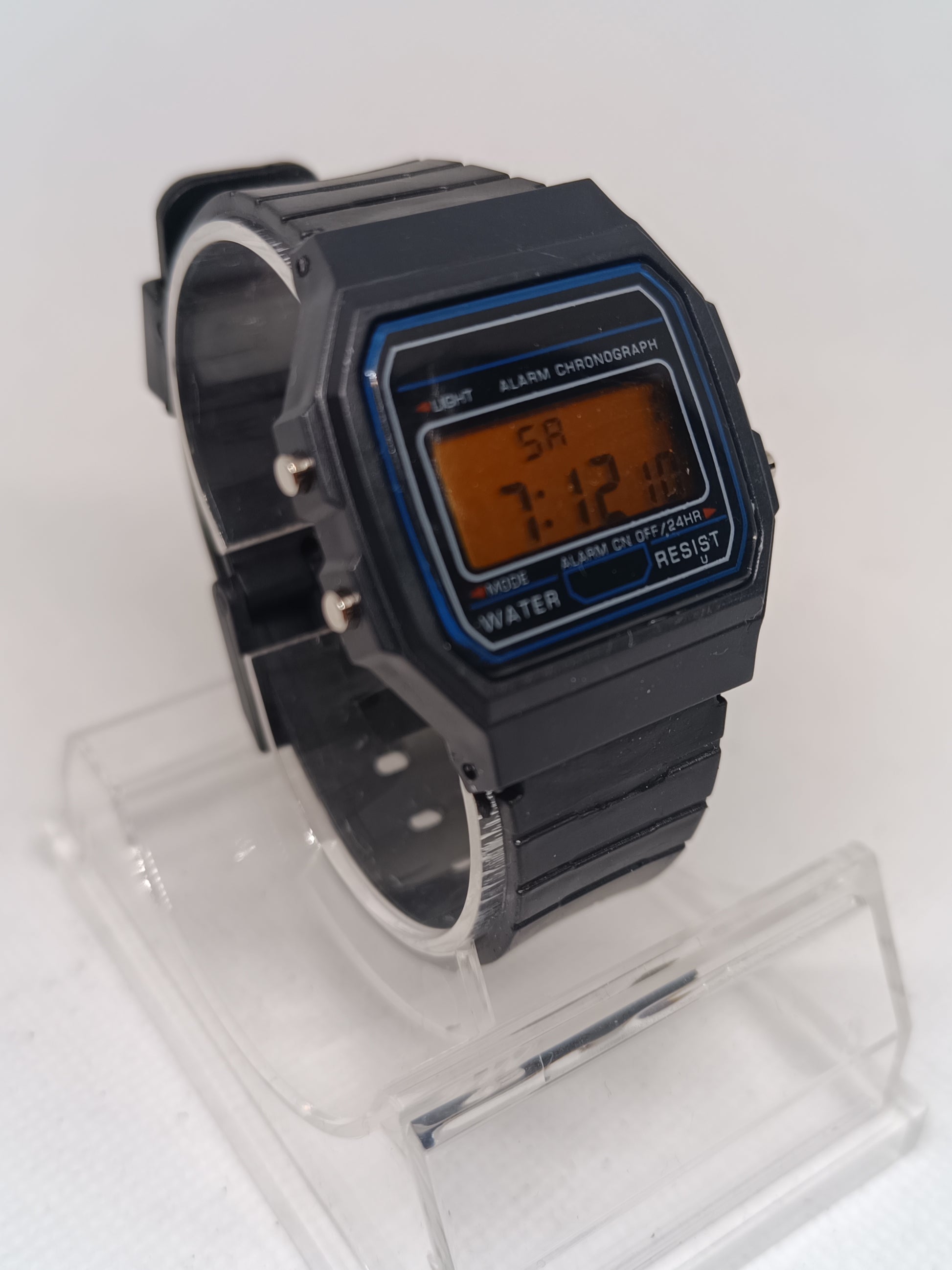 Casio style watch with orange screen mod
