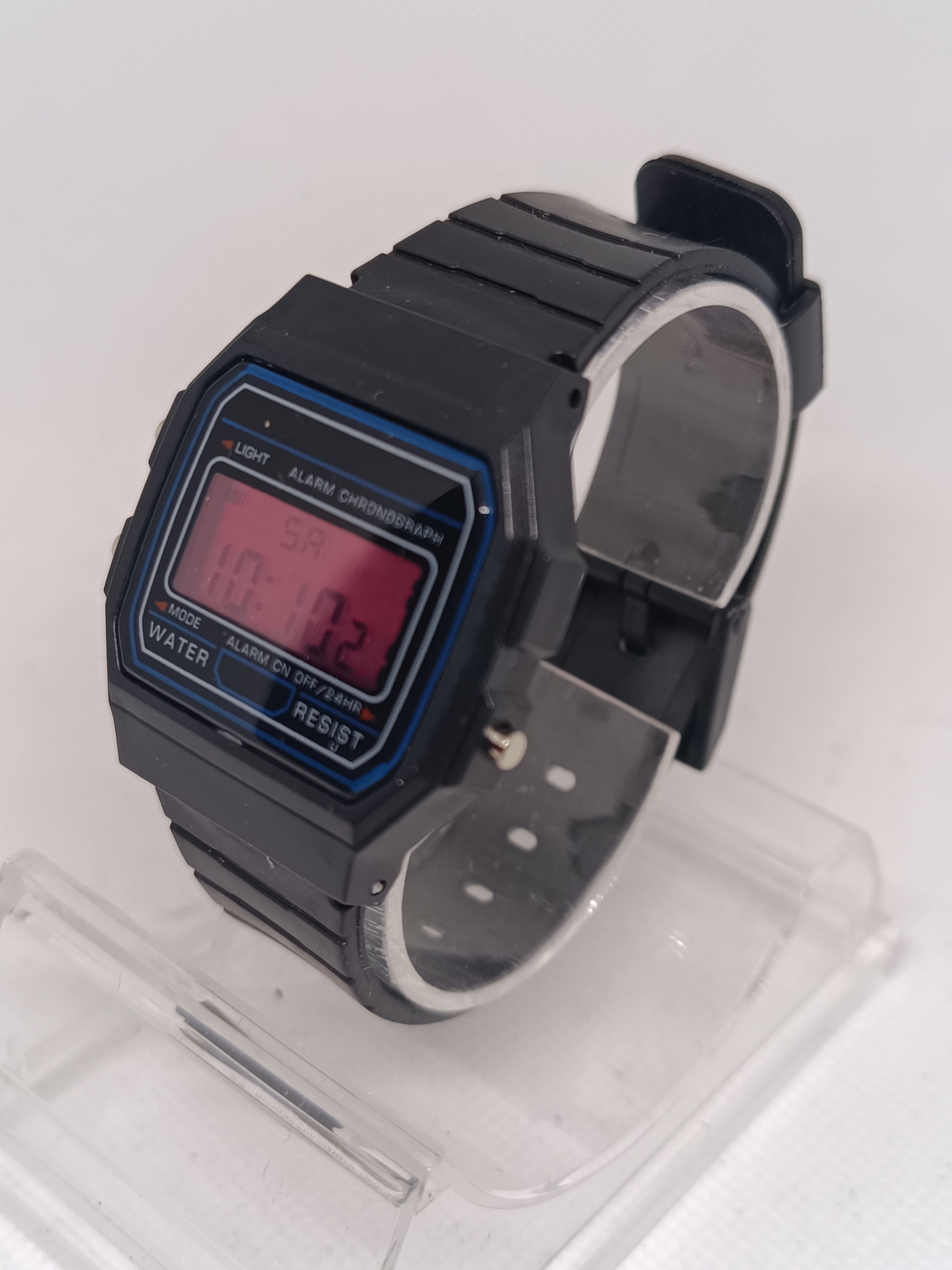 Casio style watch with pink screen mod