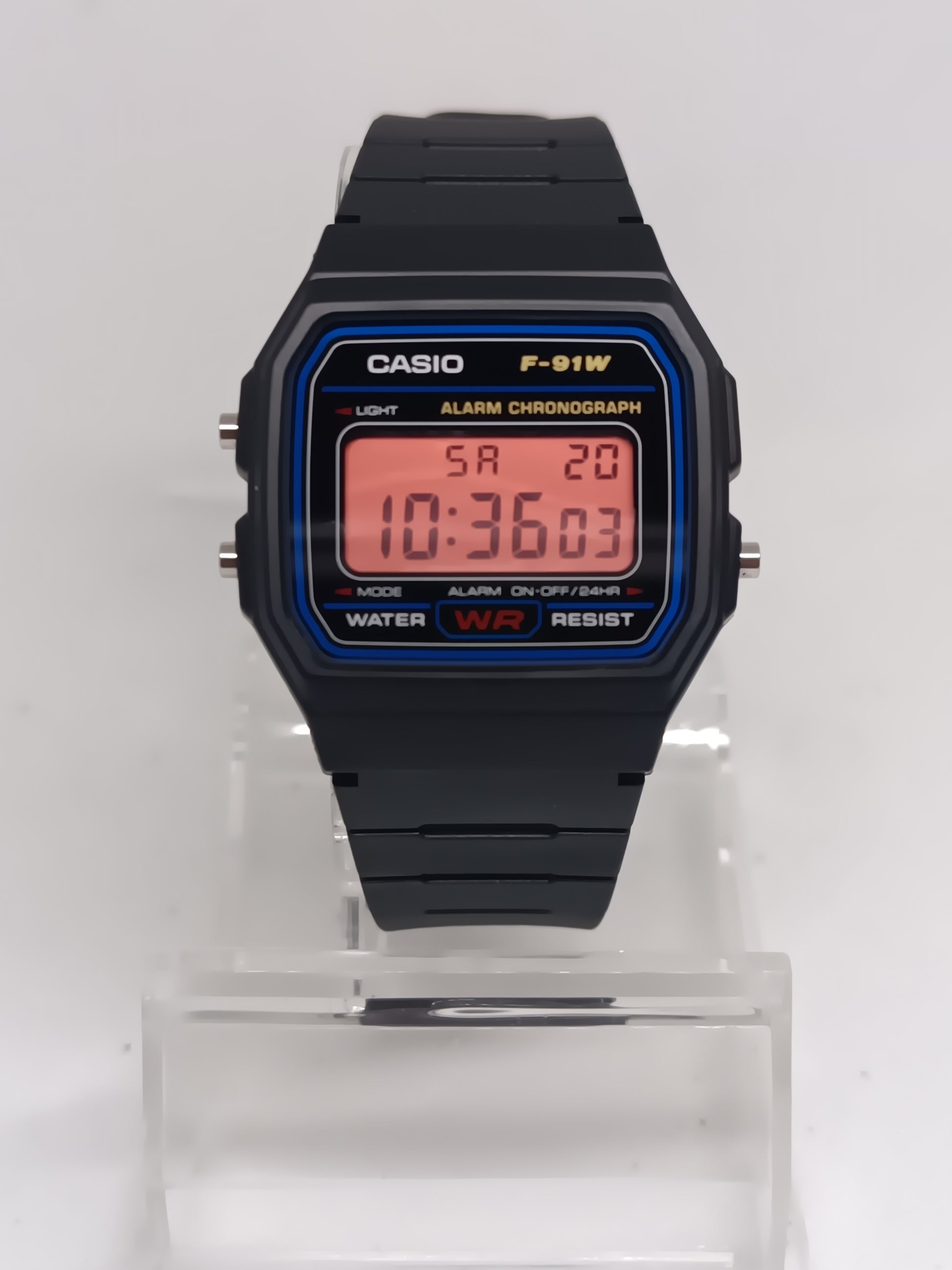 Casio F-91W with screen mod (salmon)