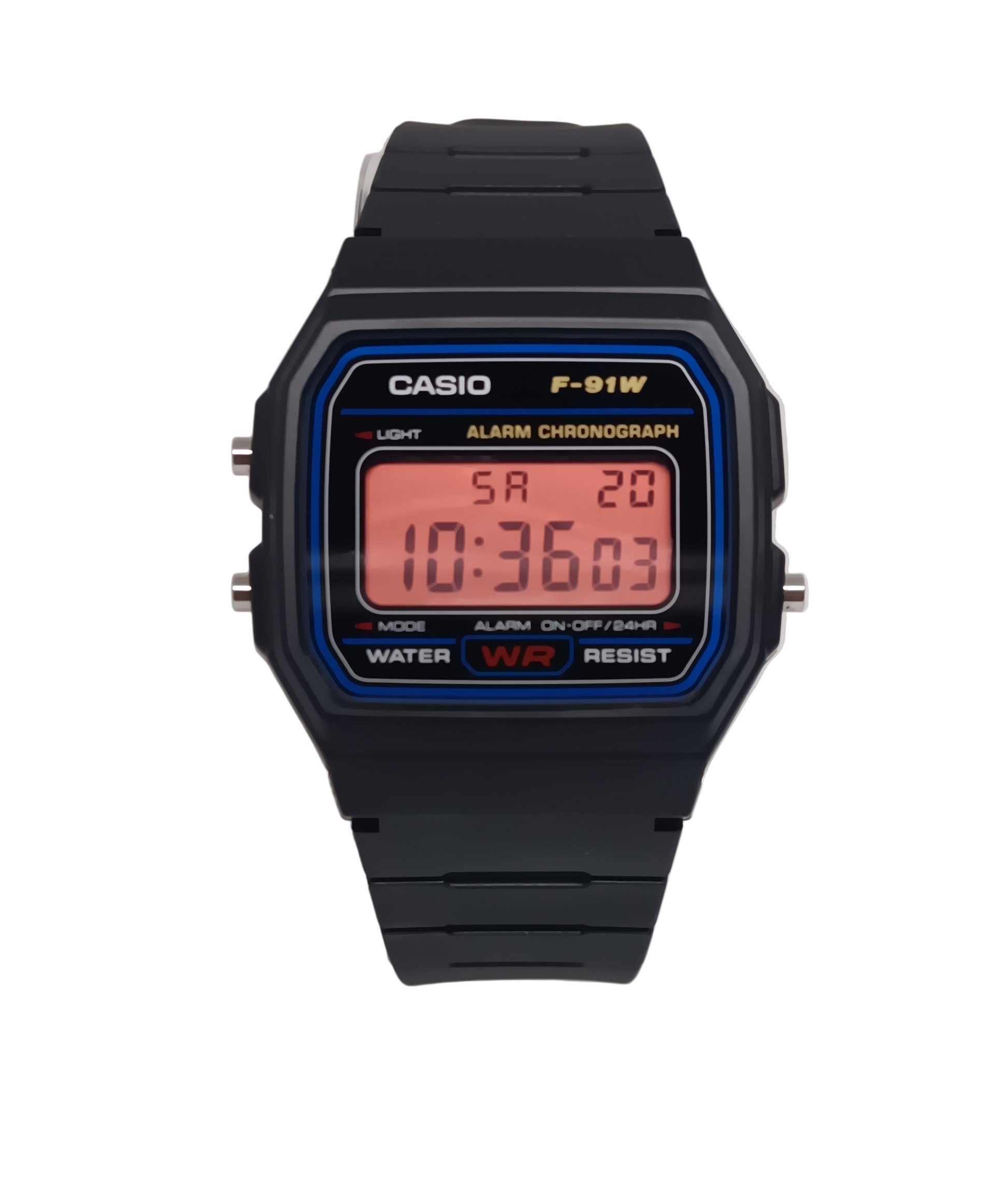 Casio F-91W with screen mod (salmon)