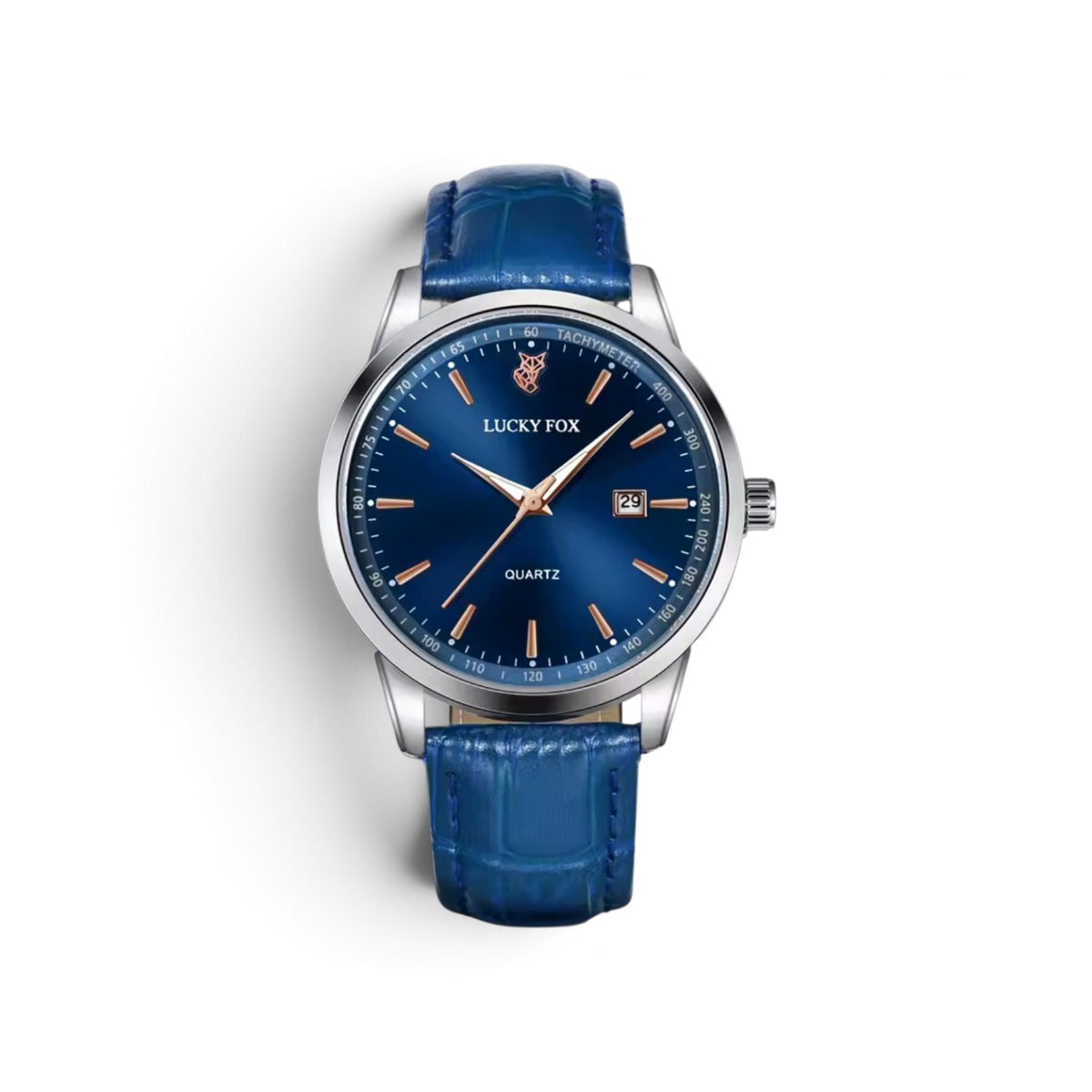 Lucky fox classic date quartz blue