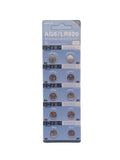 Pack of 10 AG6 watch batteries