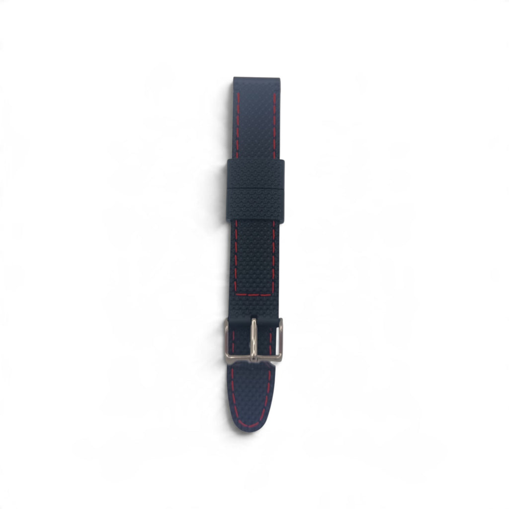 Black rubber watch strap with coloured stitching (pick size and colour)