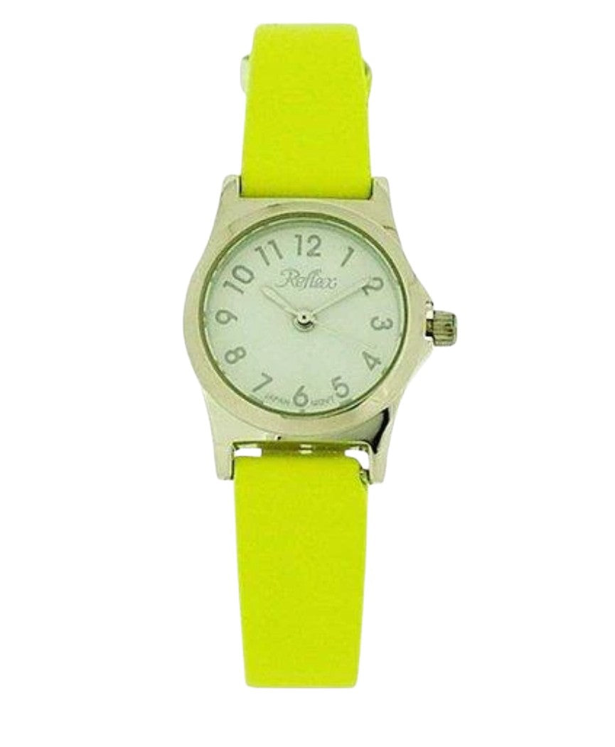 Reflex White Dial Silver Metal Bright Yellow Strap Watch 101323LT