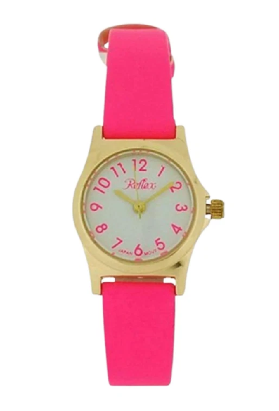 Reflex White Dial Silver Metal Bright Pink Strap Watch 101323LT