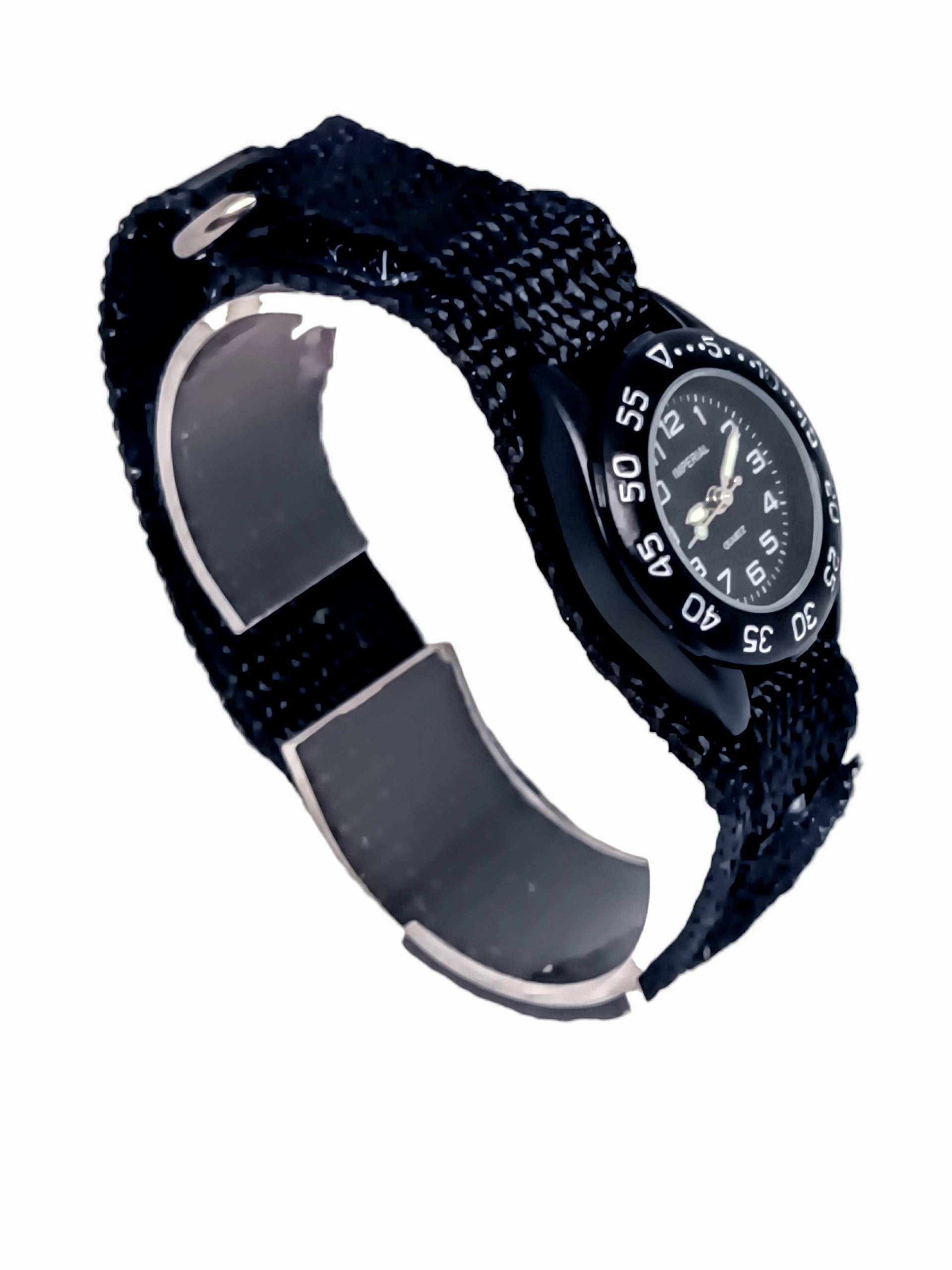 Imperial Kid's Black Mid Dial with Velcro Strap Easy Fasten Watch IMP429W