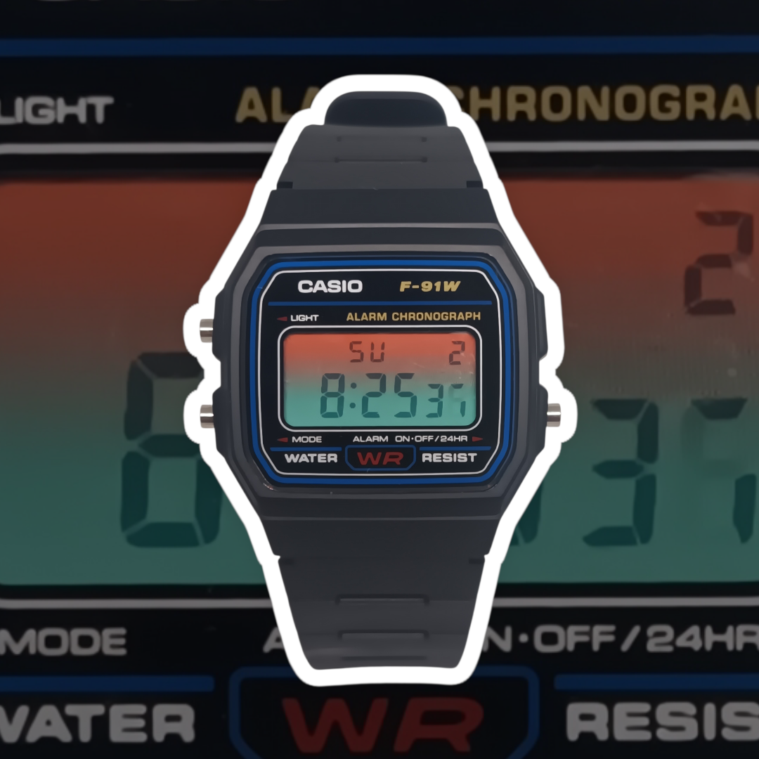 Casio F-91W Red/Blue Ombre Mod