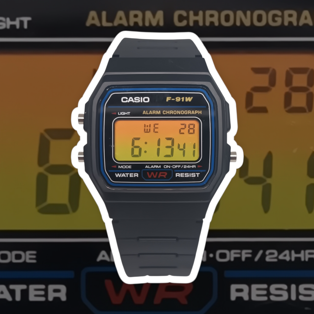 Casio F-91W Orange Ombre Mod