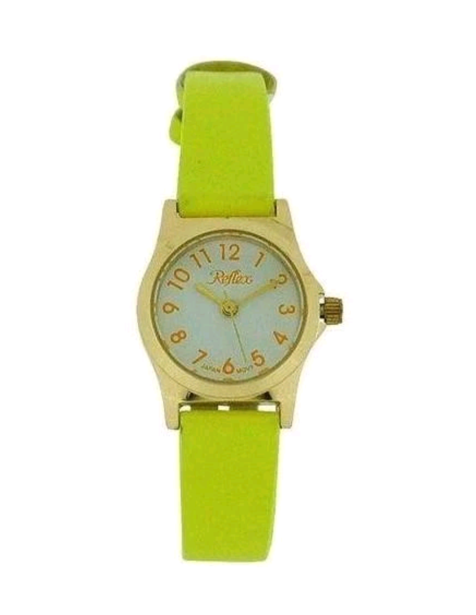 Reflex White Dial Silver Metal Bright Yellow Strap Watch 101323LT