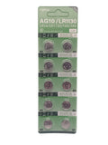 Pack of 10 AG10 watch batteries