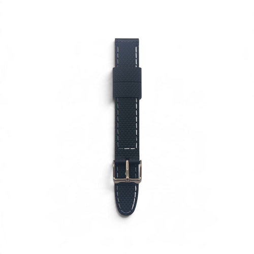 Black rubber watch strap with coloured stitching (pick size and colour)