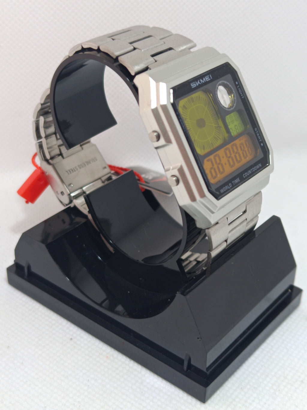 Skmie 2353 mens watch sliver with amber screen mod