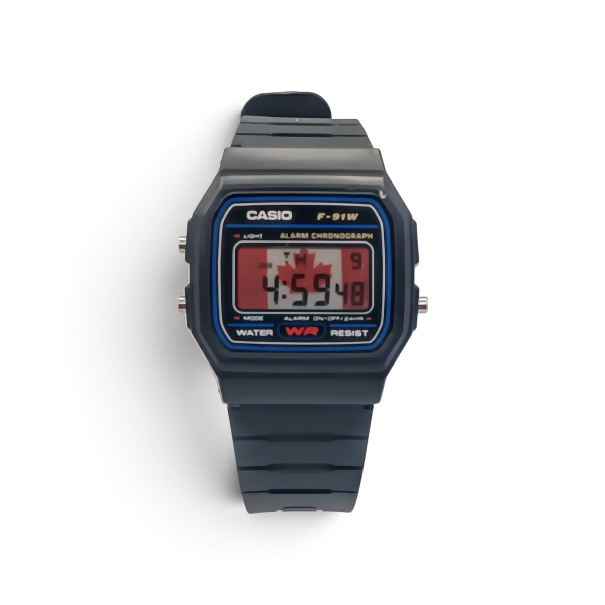 Casio F-91W Canadian flag Mod