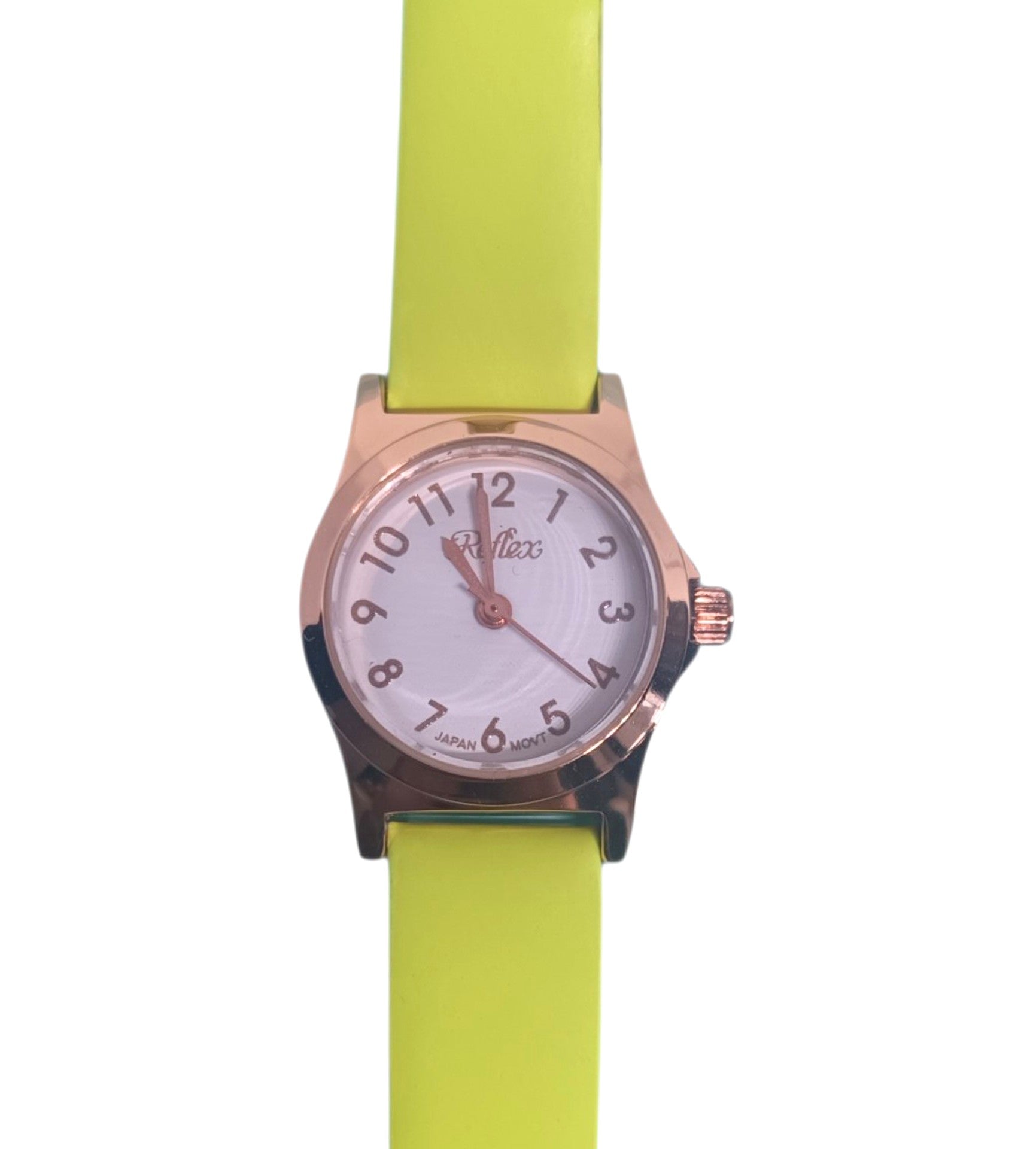 Reflex White Dial Silver Metal Bright Yellow Strap Watch 101323LT