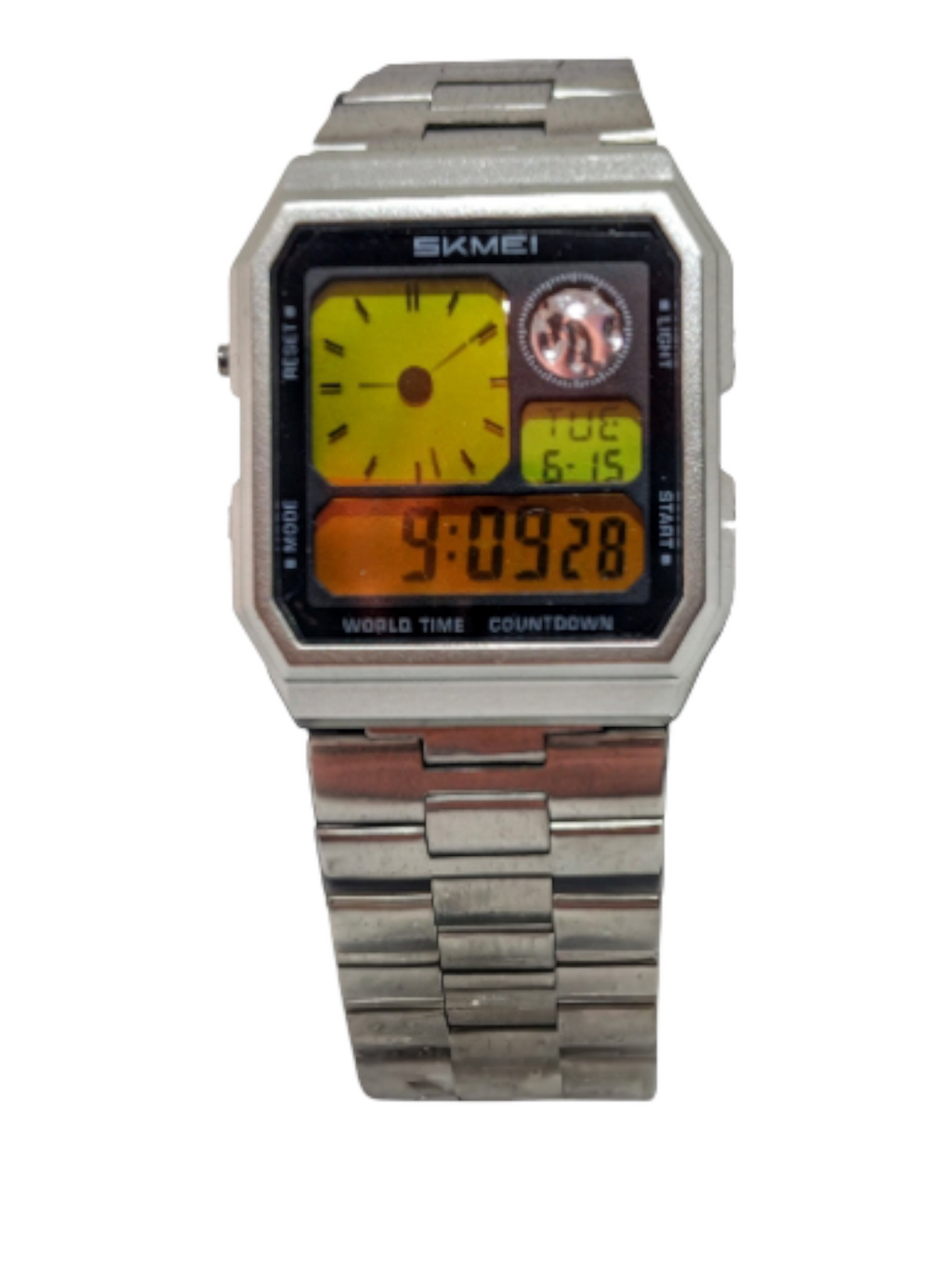 Skmie 2353 mens watch sliver with amber screen mod