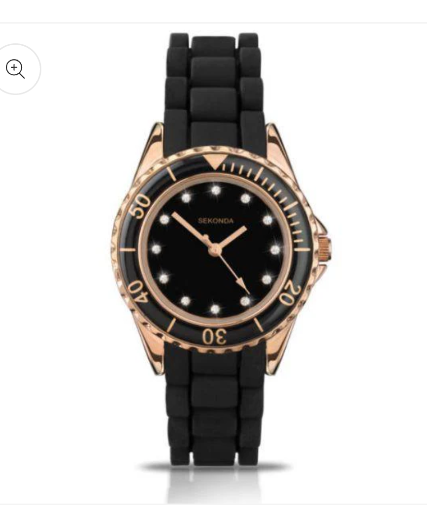 Sekonda Ladies Black Dial Rubber Silicon Strap Watch 4743