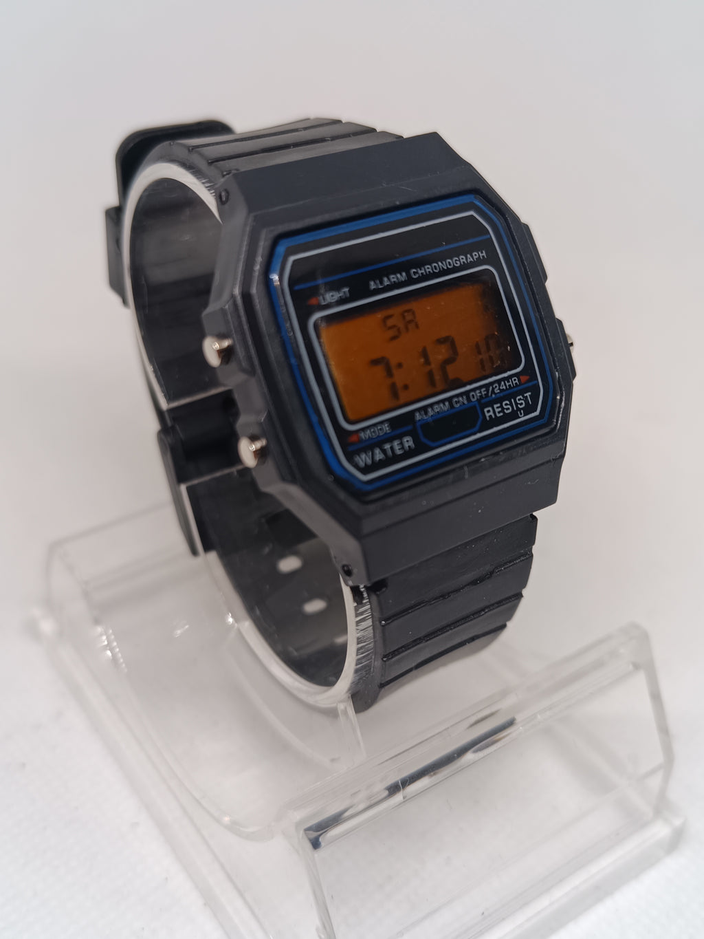 Casio style watch with orange screen mod