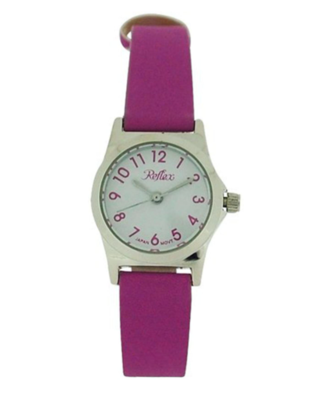 Reflex White Dial Silver Metal Bright Purple Strap Watch 101323LT